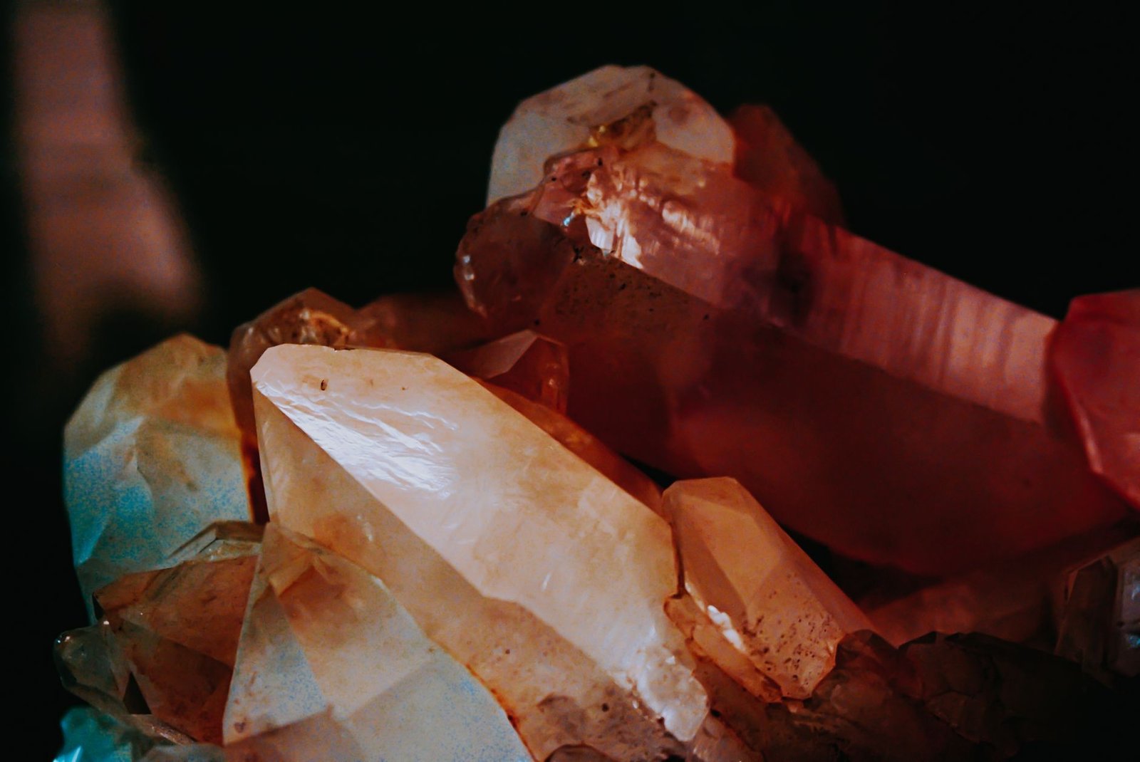 A vivid close-up shot of natural shining crystal formations displaying intricate textures and colors.